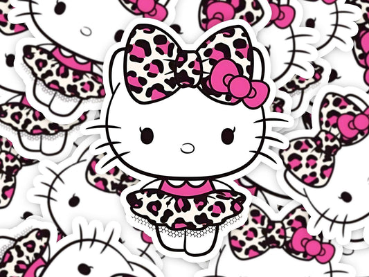 Leopard Print Kawaii Kitty Sticker | Anime Sticker - Imagine With Aloha