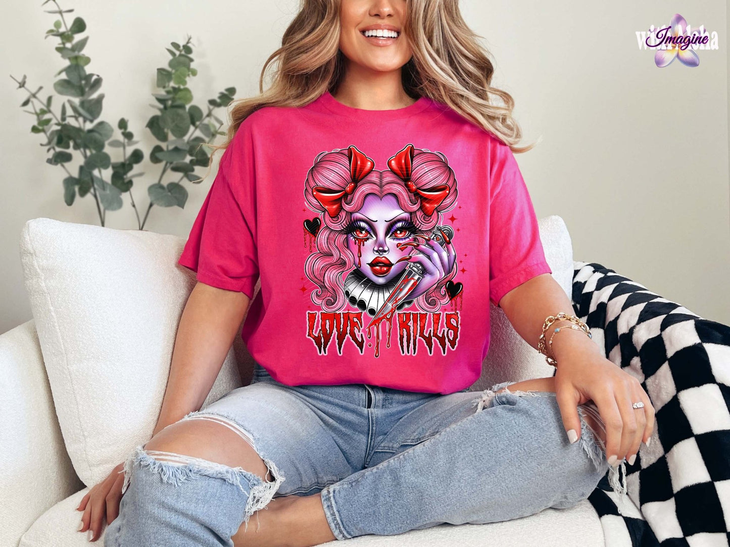 Love Kills T-Shirt – Edgy Valentine's Day Graphic Tee for Women - Imagine With Aloha