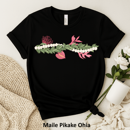 Maile Pikake ʻŌhiʻa T-Shirt | Hawaiian Floral Lei Island Tee - Imagine With Aloha