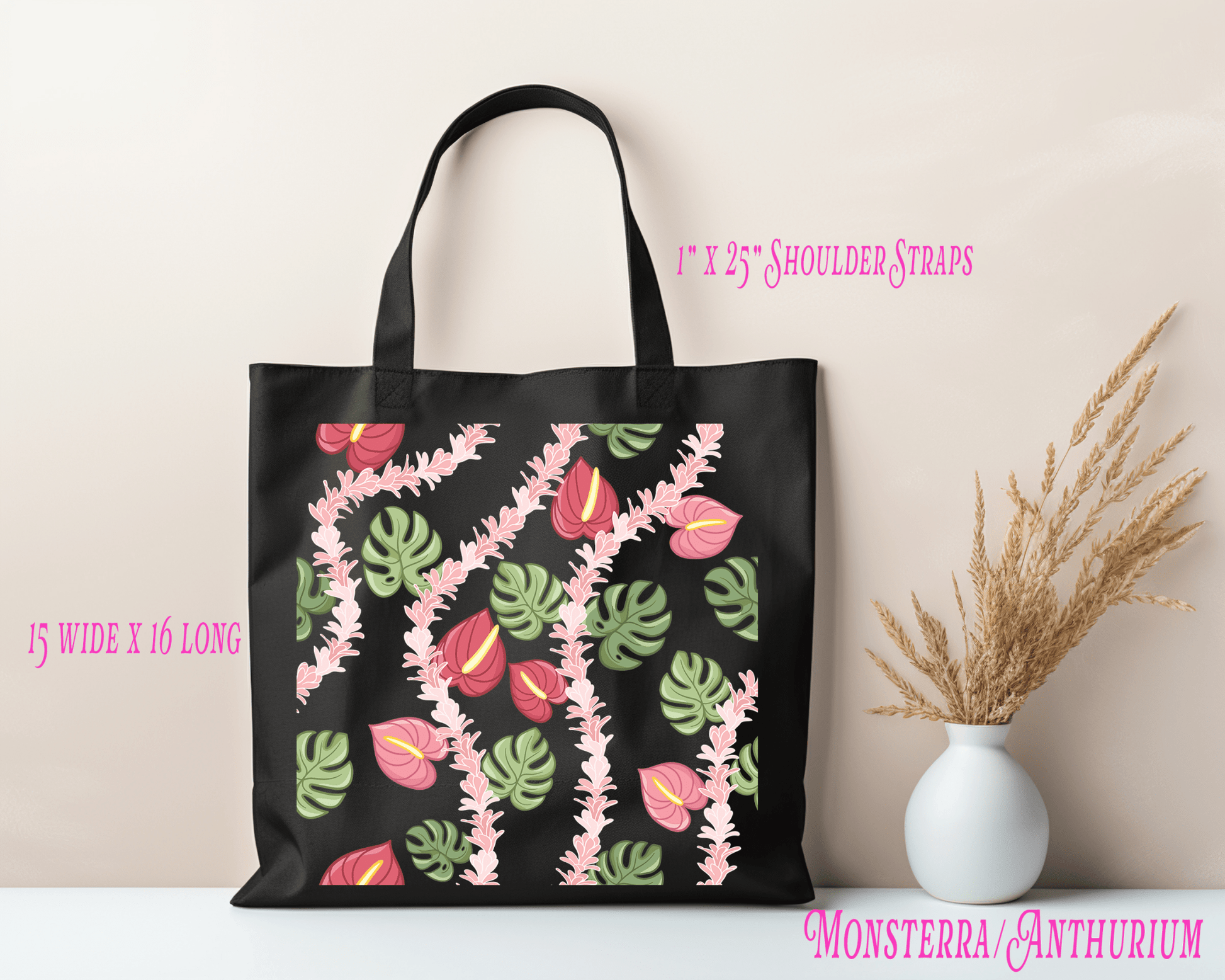 Monstera & Anthurium Tote Bag – Hawaiian Floral - Imagine With Aloha