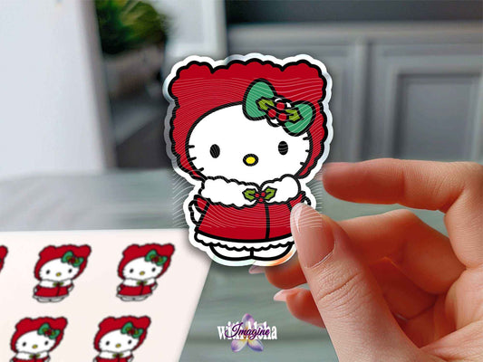 Mrs. Claus Cat Holiday Vinyl Sticker - Imagine With Aloha