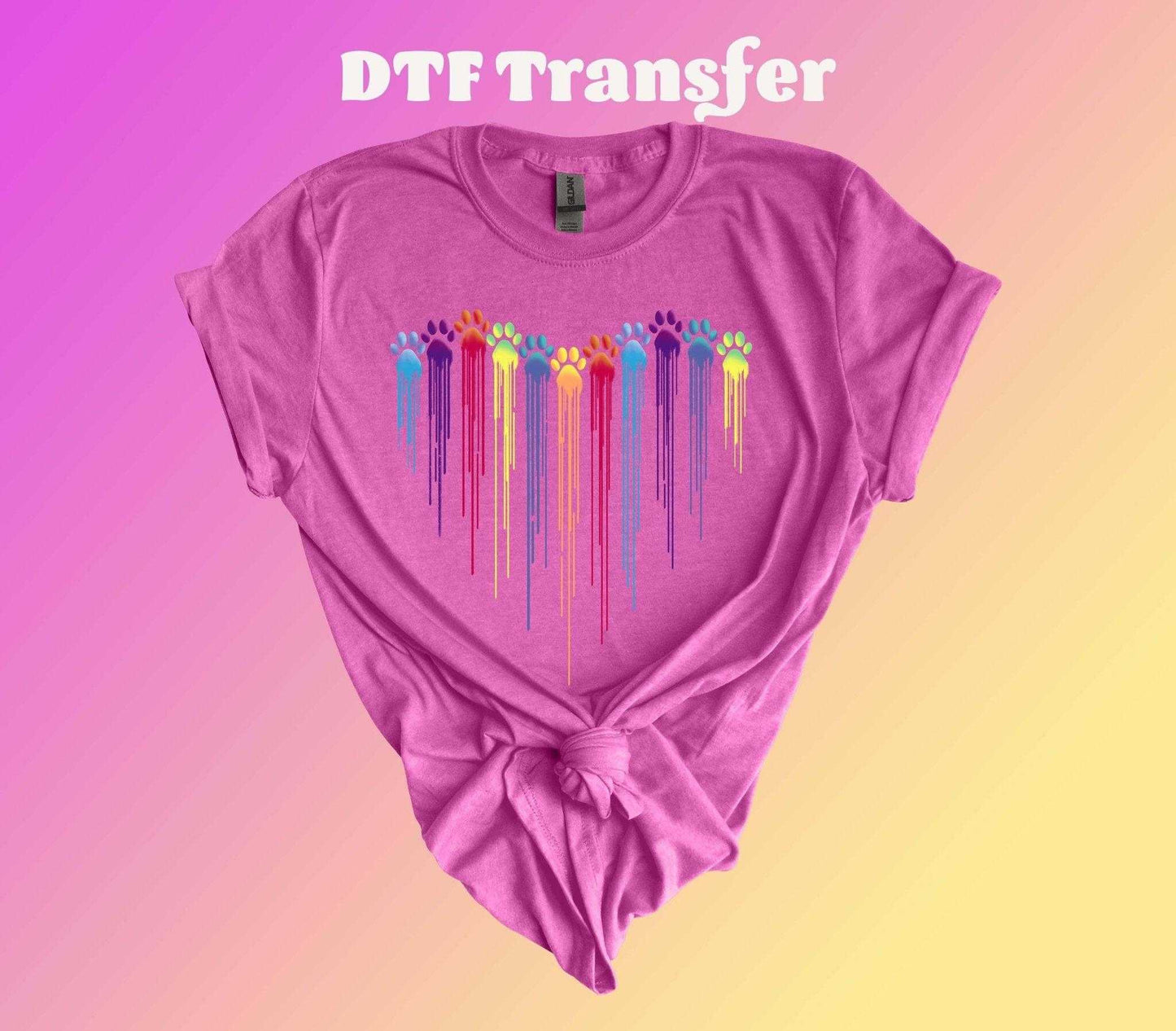 Multi-Colored Paw Heart DTF Transfer - Imagine With Aloha