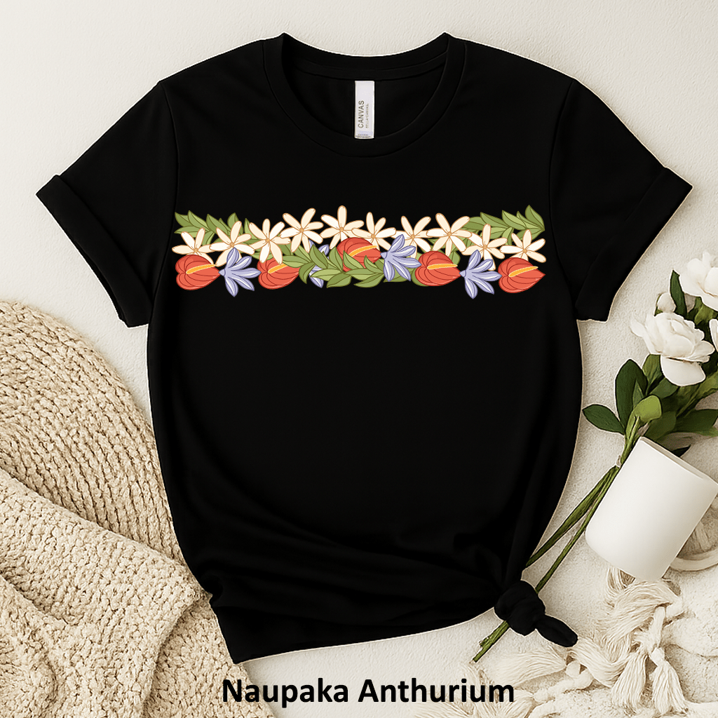 Naupaka Anthurium T-Shirt | Hawaiian Floral Lei Island Tee - Imagine With Aloha