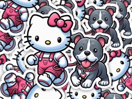 Pitbull Dog Mom Hello Kitty Vinyl Sticker - Imagine With Aloha