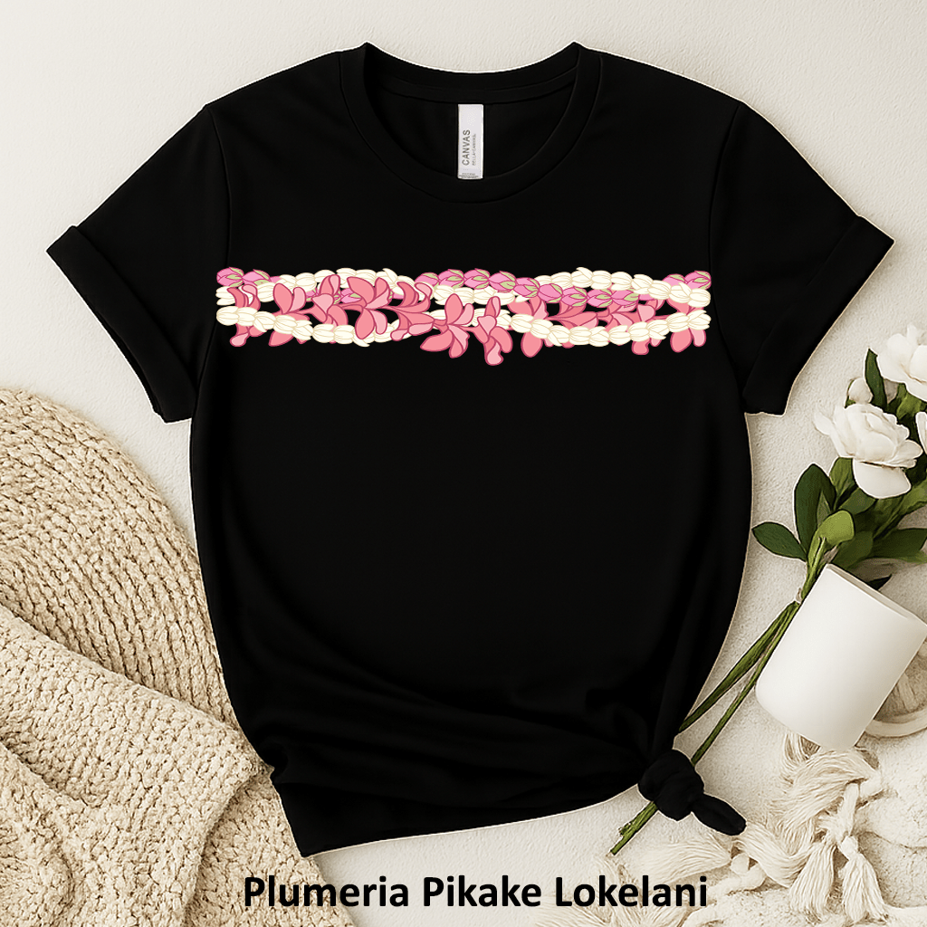 Plumeria Pikake Lokelani T-Shirt | Hawaiian Floral Lei Island Tee - Imagine With Aloha