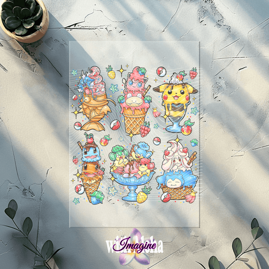 Pokemon Ice Cream DTF Transfer – Kawaii Summer for Kids' Apparel - Imagine With Aloha