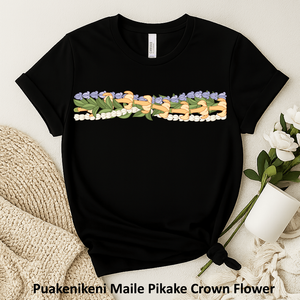 Puakenikeni Maile Pikake Crown Flower T-Shirt | Hawaiian Lei Floral Tee - Imagine With Aloha