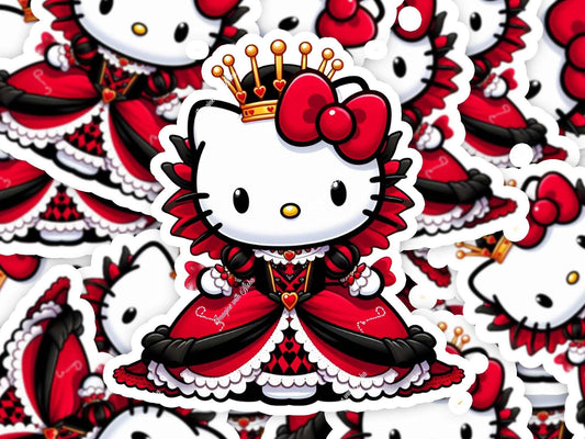 Queen of Hearts Hello Kitty Vinyl Sticker - Imagine With Aloha