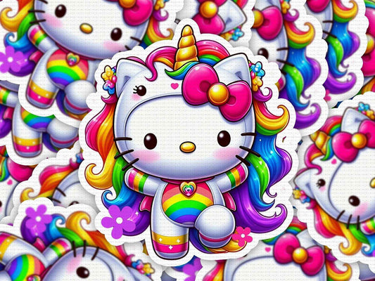 Rainbow Unicorn Kitty Sticker – Cute, Colorful, and Fun! - Imagine With Aloha