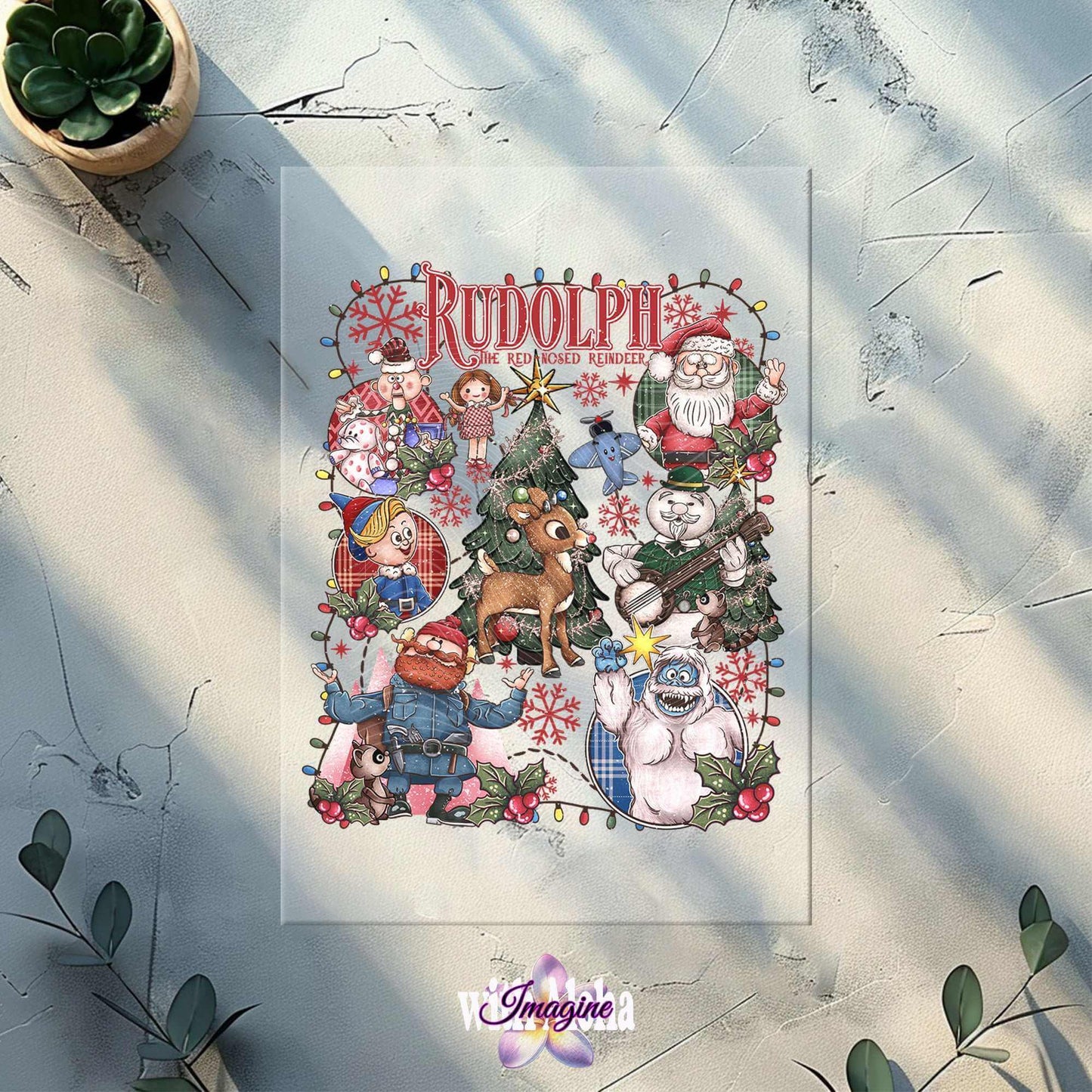 Rudolph the Red-Nosed Reindeer DTF Transfer - Christmas Characters Holiday Design - Imagine With Aloha