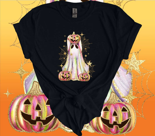 Shimmer Ghost with Jack o Lantern Halloween T-Shirt - Imagine With Aloha