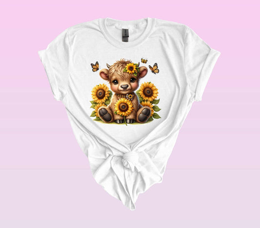 SunFlower Highland Cow DTF Transfer | Iron on Transfer | Heat Transfer - Imagine With Aloha