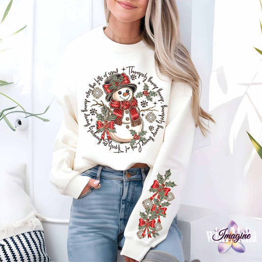 Vintage Snowman Long Sleeve Shirt – Cozy Christmas Holiday Top - Imagine With Aloha