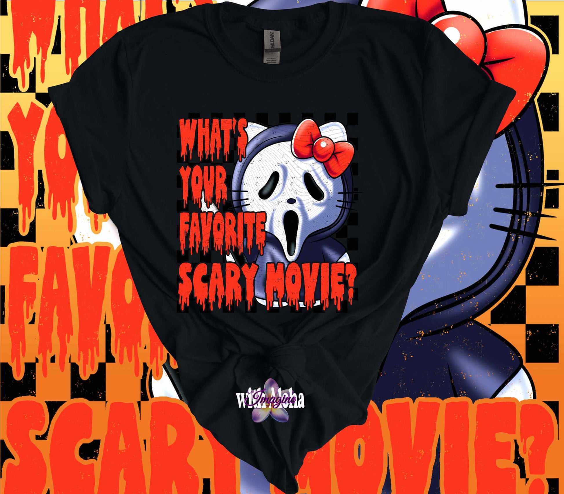 What's Your Favorite Movie Hello Kitty Ghostface 100% T-Shirt - Imagine With Aloha