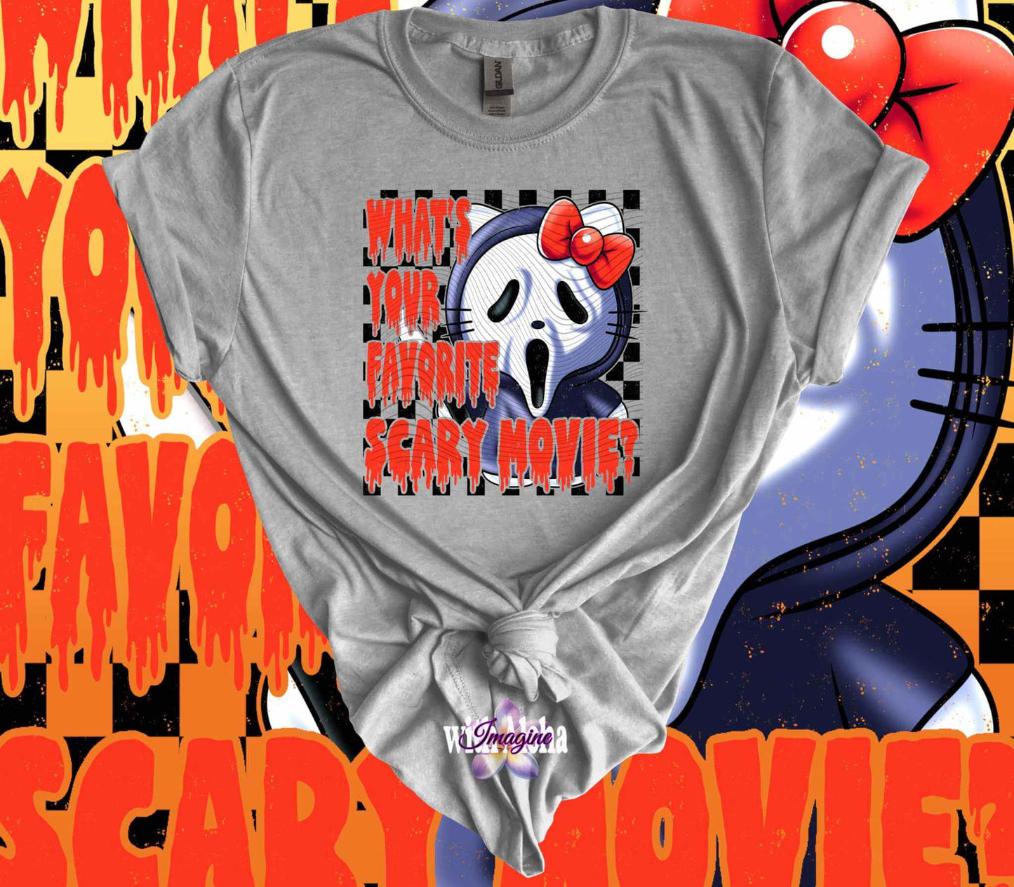 What's Your Favorite Movie Hello Kitty Ghostface 100% T-Shirt - Imagine With Aloha