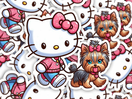 Yorkie Dog Mom Hello Kitty Vinyl Sticker - Imagine With Aloha